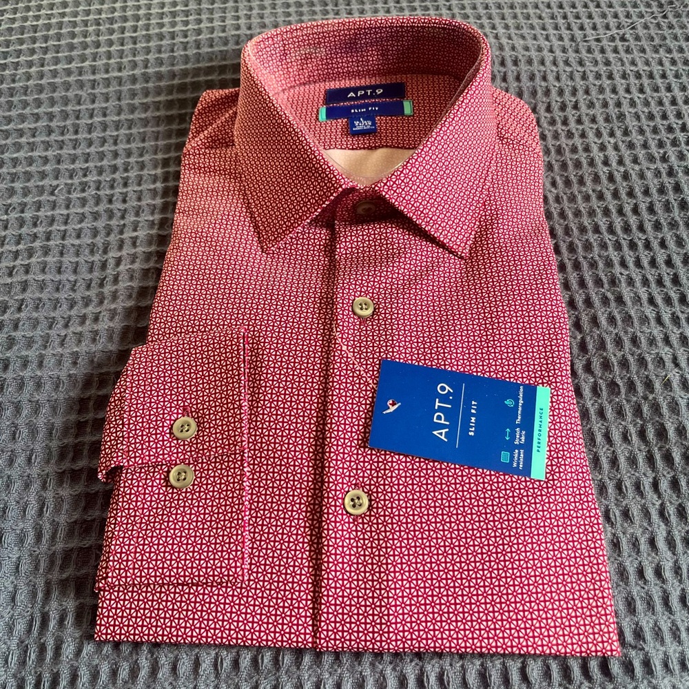 Apt. 9 Dark Red Patterned Men’s Shirt